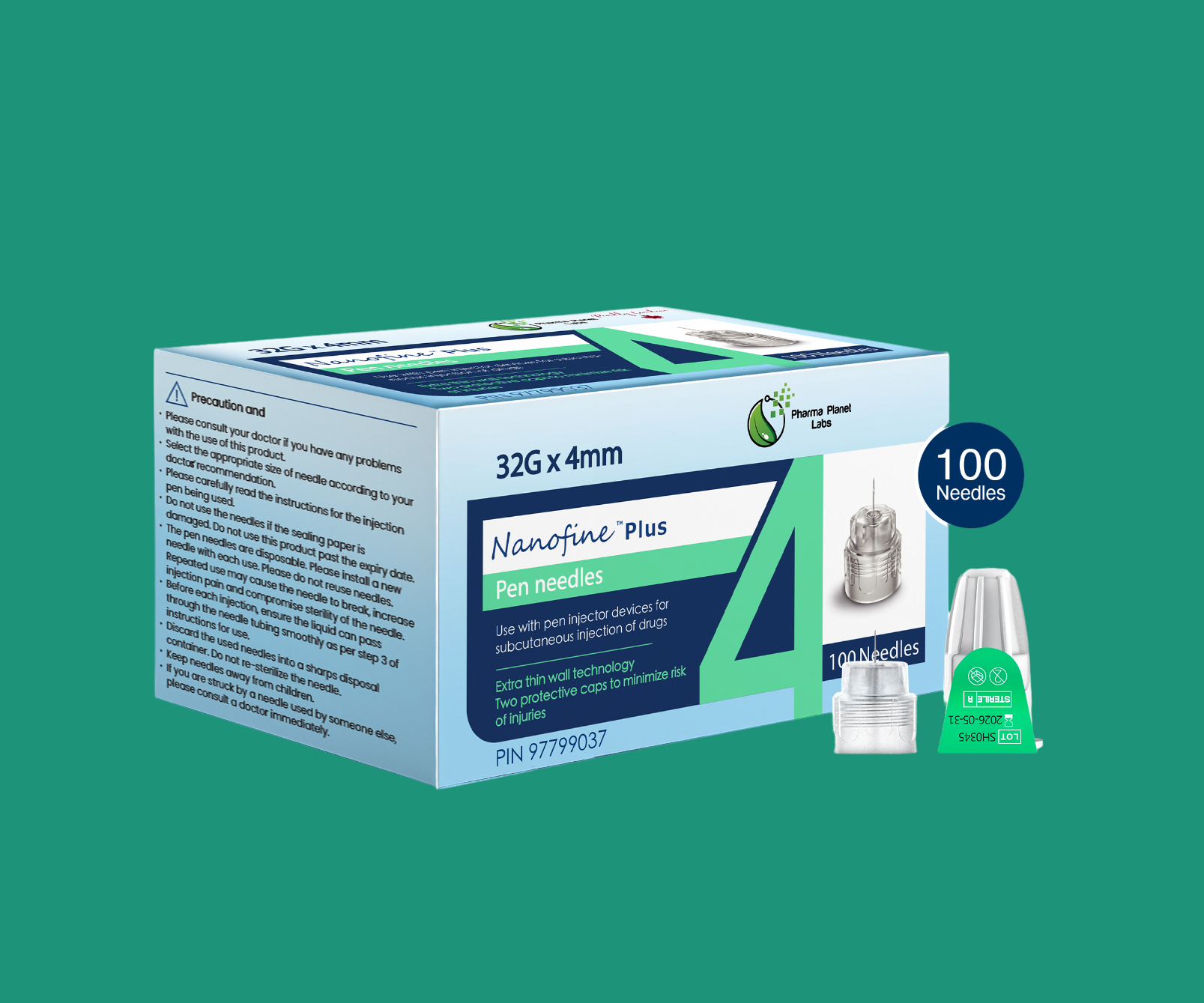 Nanofine Plus Diabetic Pen Needles 4mm 32G