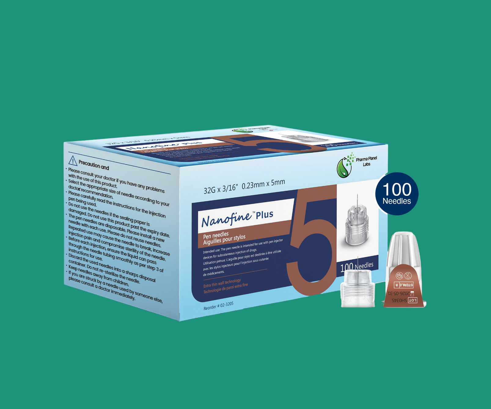 Nanofine Plus Diabetic Pen Needles 5mm 32G